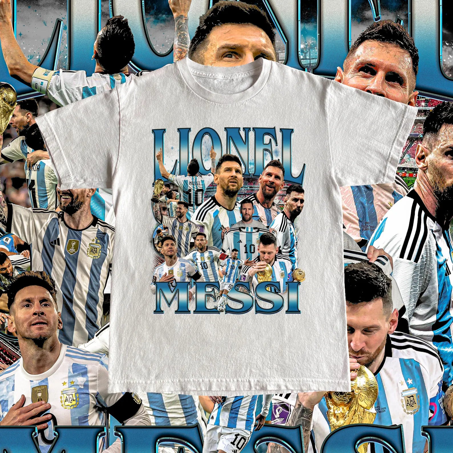 Vintage Lionel Messi Shirt - Football, Soccer Custom Vintage Design, High Quality T Shirt, Argentina