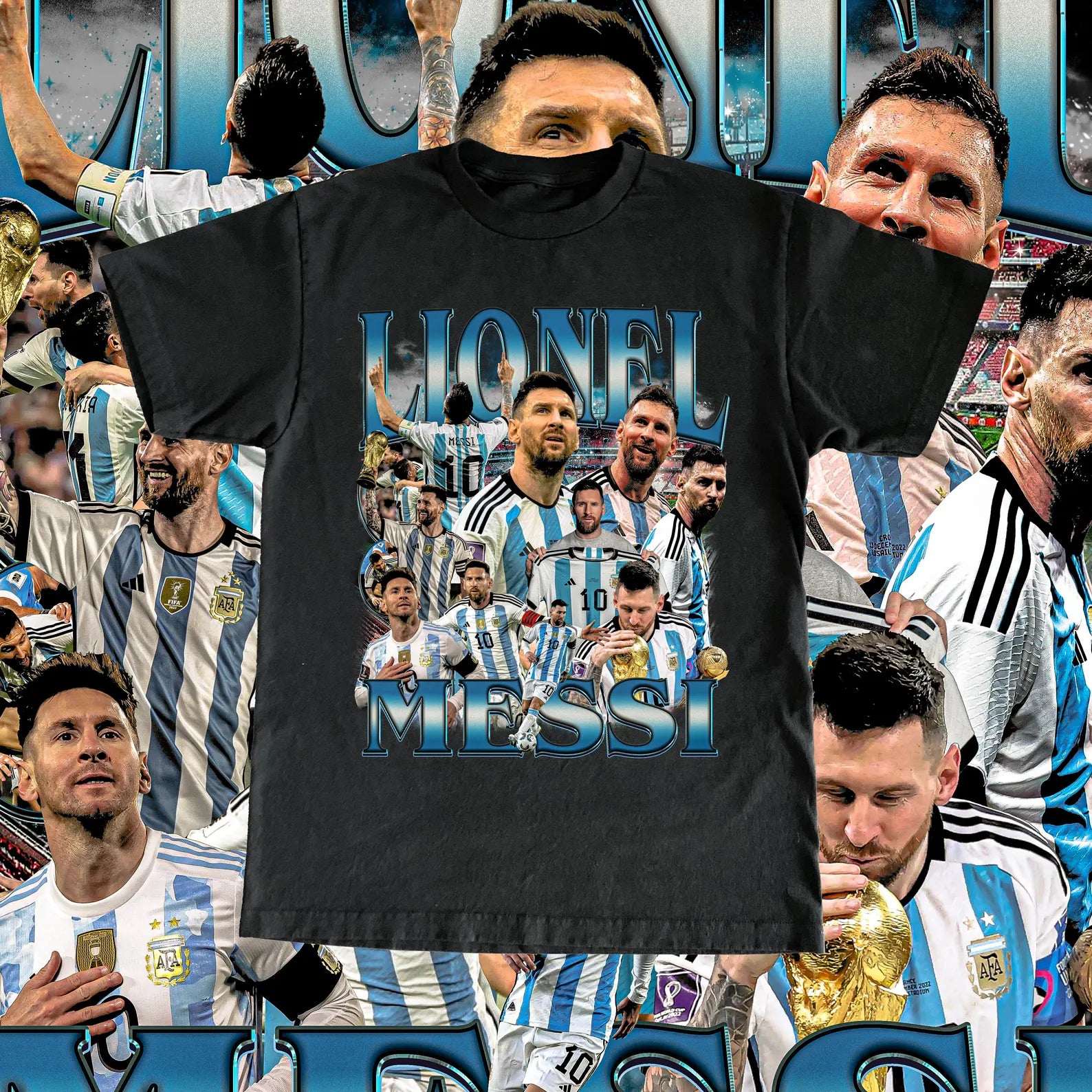 Vintage Lionel Messi Shirt - Football, Soccer Custom Vintage Design, High Quality T Shirt, Argentina