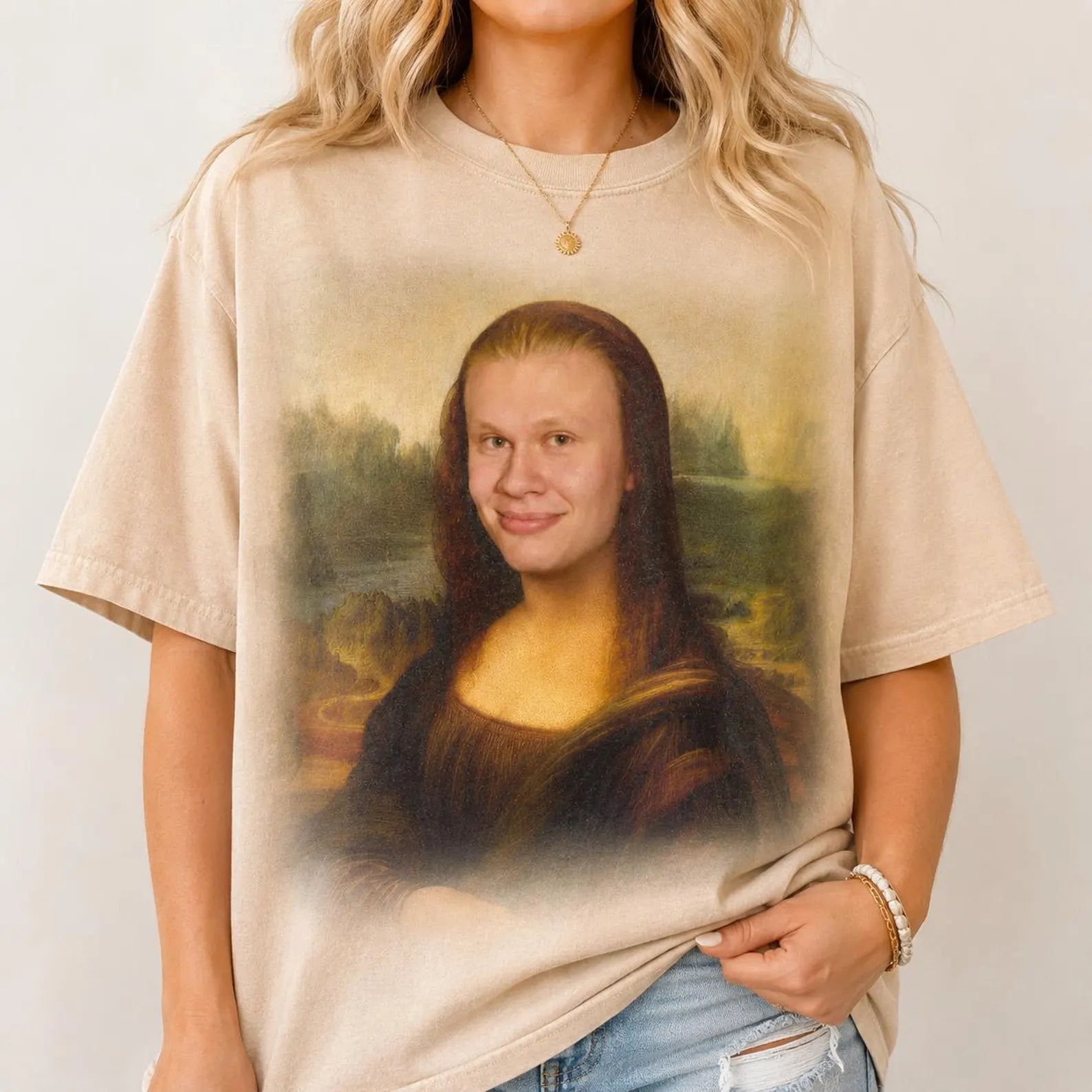 Comfort Colors Funny Erling Haaland Mona Lisa Meme Shirt, Norway Haaland 9 Shirt, Soccer Fan Tee